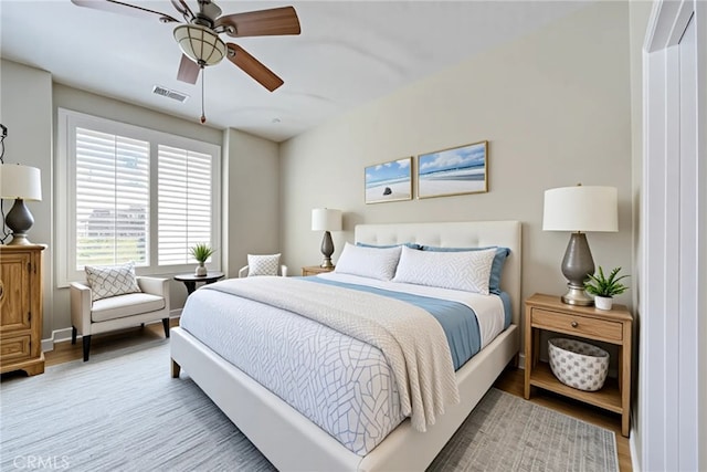 43922 Carentan Dr, Temecula, CA 92592 - bedroom with light wood-type flooring and a ceiling fan