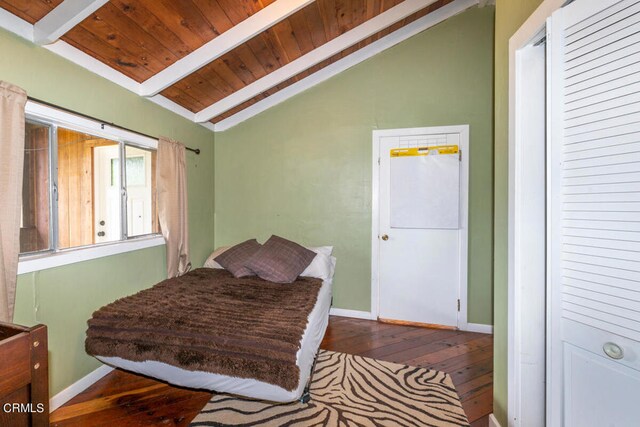 14480 Docker Hill Rd, Comptche, CA 95427 - bedroom featuring wood-type flooring, wood ceiling, and baseboards