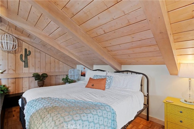 51609 Oregon Trl, Morongo Valley, CA 92256 - bedroom featuring wood ceiling and wood walls