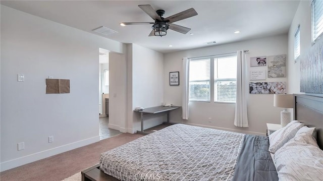 2030 Brentwood Pl, Claremont, CA 91711 - carpeted bedroom with baseboards, recessed lighting, and a ceiling fan