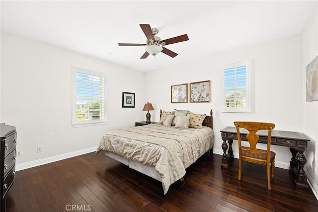 4448 St Cloud, Claremont, CA 91711 - bedroom featuring baseboards, dark wood-type flooring, and a ceiling fan