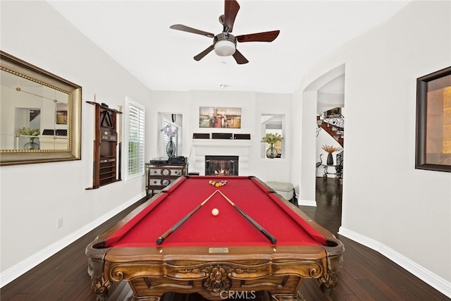 4448 St Cloud, Claremont, CA 91711 - game room featuring ceiling fan, billiards table, wood-type flooring, and baseboards