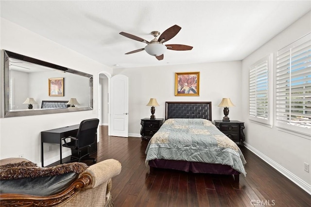 4448 St Cloud, Claremont, CA 91711 - bedroom with wood-type flooring, baseboards, and ceiling fan