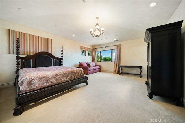 7811 Camino De Arriba, Rancho Santa Fe, CA 92067 - carpeted bedroom with a chandelier, recessed lighting, and baseboards