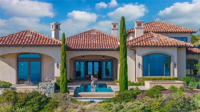 7811 Camino De Arriba, Rancho Santa Fe, CA 92067 - back of house featuring french doors, stucco siding, a patio, and a tile roof