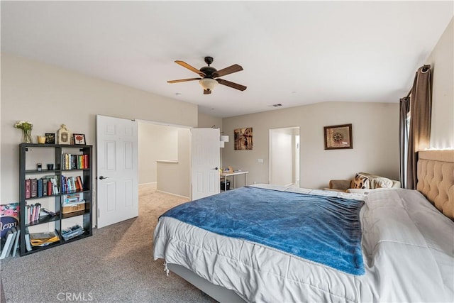 bedroom with carpet flooring and a ceiling fan