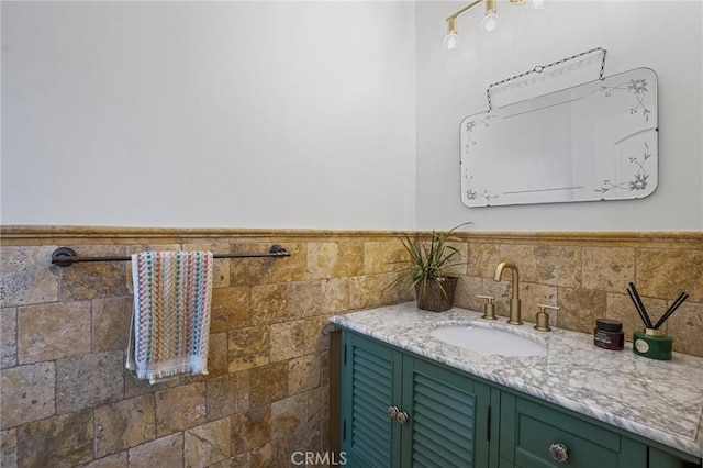 14702 Magnolia Blvd Unit 104, Sherman Oaks, CA 91403 - bathroom featuring vanity and a wainscoted wall