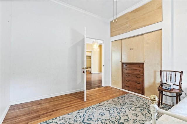 171 Brook St, San Luis Obispo, CA 93401 - bedroom featuring wood finished floors, crown molding, and attic access