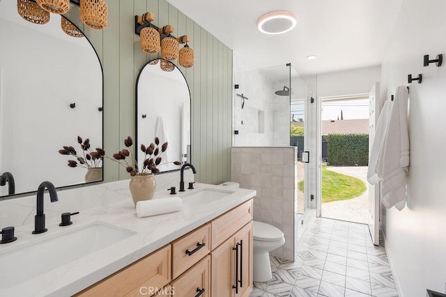 2506 E Roberta Dr, Orange, CA 92869 - full bathroom with a stall shower, toilet, and double vanity
