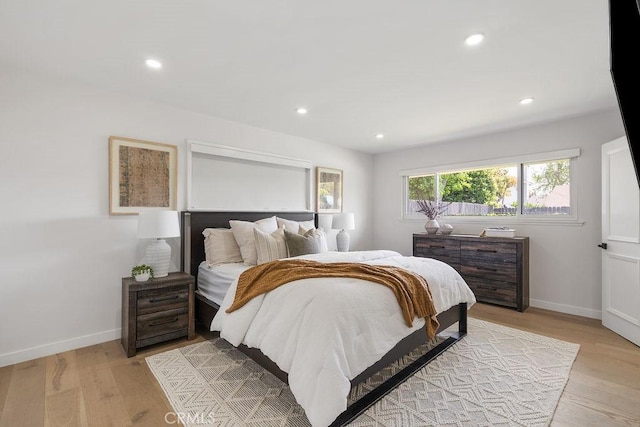 2506 E Roberta Dr, Orange, CA 92869 - bedroom with baseboards, light wood-style floors, and recessed lighting