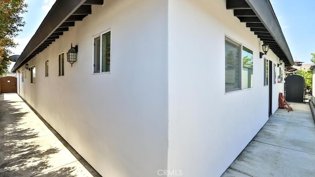 view of home's exterior with stucco siding