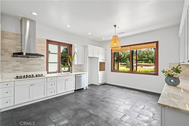 11 Deodar Ln, Bradbury, CA 91008 - kitchen featuring exhaust hood, stainless steel dishwasher, backsplash, white cabinetry, and gas cooktop