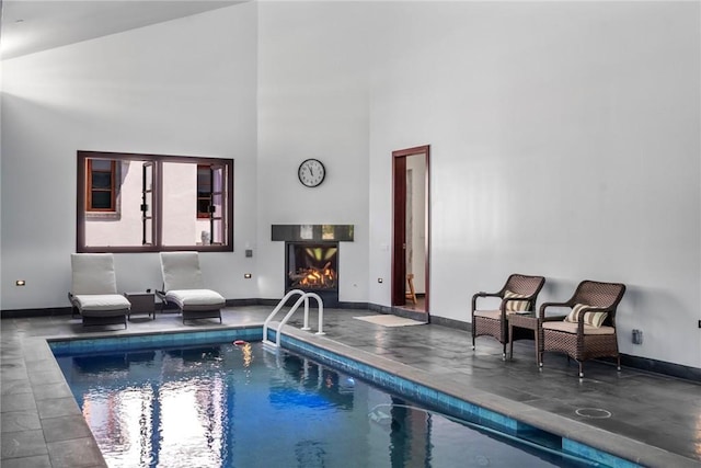 11 Deodar Ln, Bradbury, CA 91008 - indoor pool featuring a glass covered fireplace