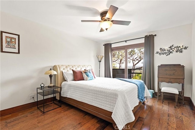 4117 Vanetta Pl, Studio City, CA 91604 - bedroom with wood-type flooring, baseboards, and ceiling fan