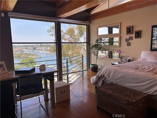 5327 Marina Pacifica Dr N Unit Key19, Long Beach, CA 90803 - bedroom featuring a water view and wood finished floors