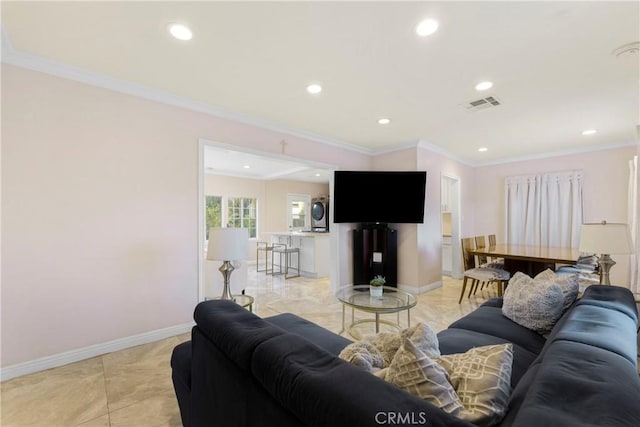 19119 Lemay St, Reseda, CA 91335 - living area featuring crown molding, recessed lighting, and baseboards