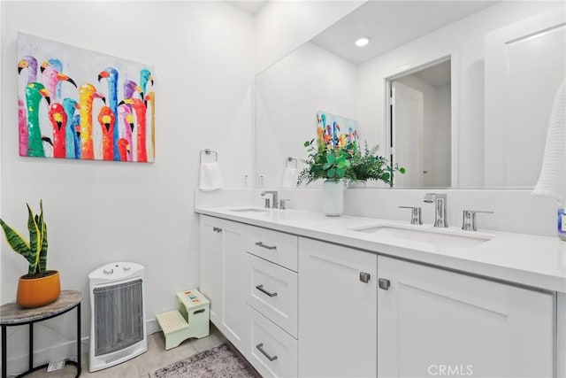 27120 Purple Sage Ct, Valencia, CA 91381 - full bathroom featuring double vanity, recessed lighting, and tile patterned floors