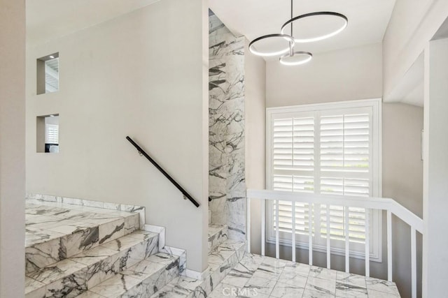2819 Steeplechase Ln, Diamond Bar, CA 91765 - staircase featuring marble tiled flooring and plenty of natural light