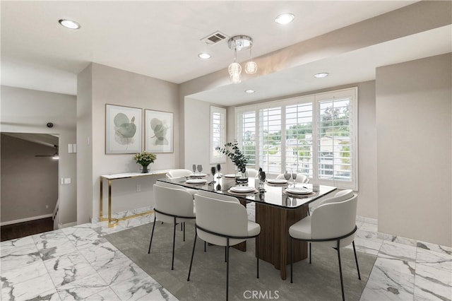 2819 Steeplechase Ln, Diamond Bar, CA 91765 - dining space featuring marble finish floors and recessed lighting