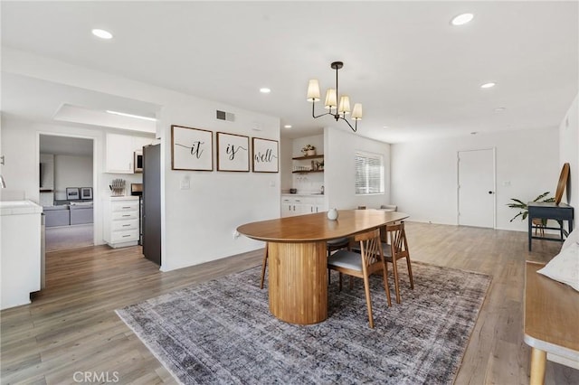 1134 Calle Pinata, Thousand Oaks, CA 91360 - dining area featuring light wood-style flooring, recessed lighting, and a chandelier