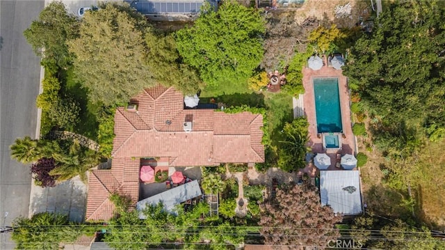 22658 Arriba Dr, Saugus, CA 91350 - drone / aerial view of a pool area