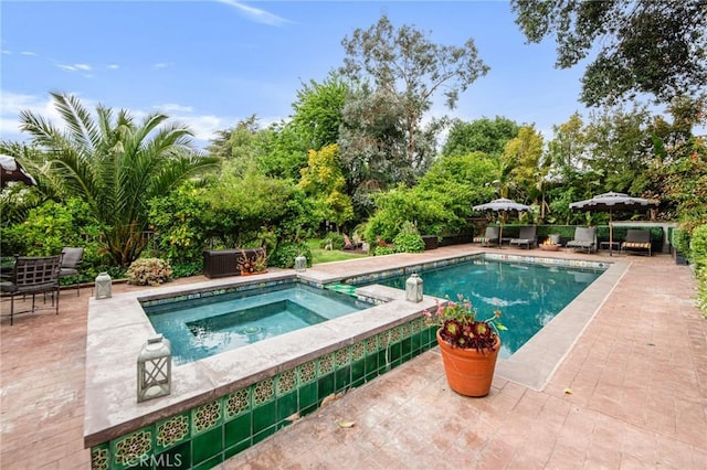 22658 Arriba Dr, Saugus, CA 91350 - view of pool featuring a patio and a pool with connected hot tub