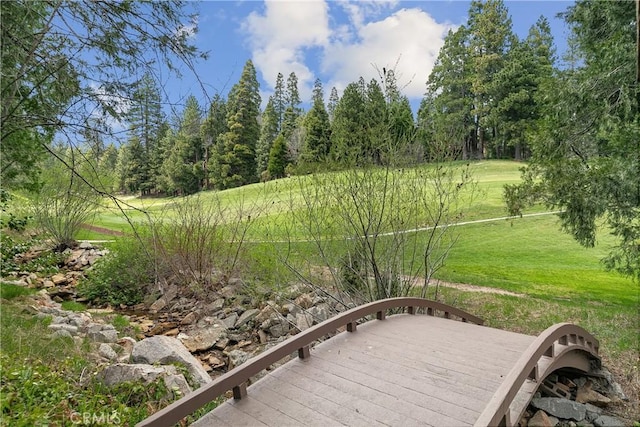 109 S Fairway Dr, Lake Arrowhead, CA 92352 - view of yard featuring a wooden deck
