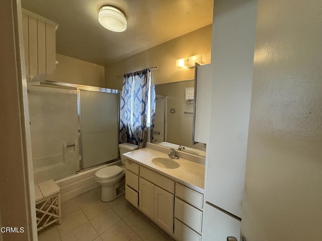 8800 Cedros Ave Unit 210, Panorama City, CA 91402 - full bathroom with tile patterned floors, vanity, combined bath / shower with glass door, and toilet