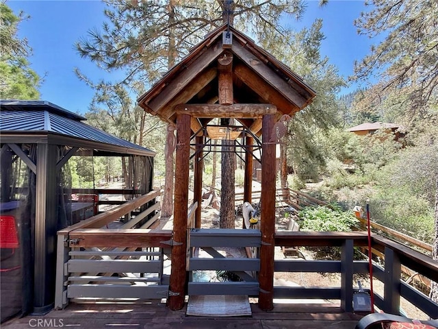 1900 Teton Way, Pine Mountain Club, CA 93222 - wooden terrace featuring a gazebo