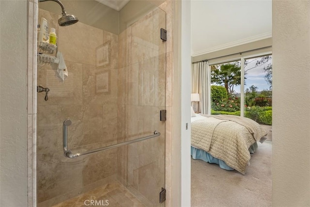 19 Rollins Pl, Laguna Niguel, CA 92677 - ensuite bathroom with crown molding, a stall shower, and a textured wall