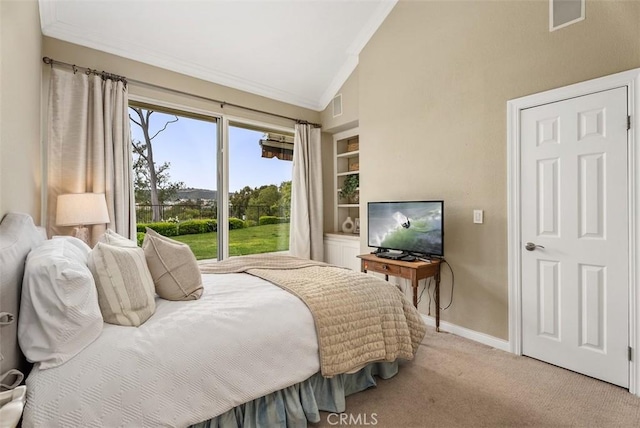 19 Rollins Pl, Laguna Niguel, CA 92677 - bedroom with ornamental molding, lofted ceiling, baseboards, and carpet flooring