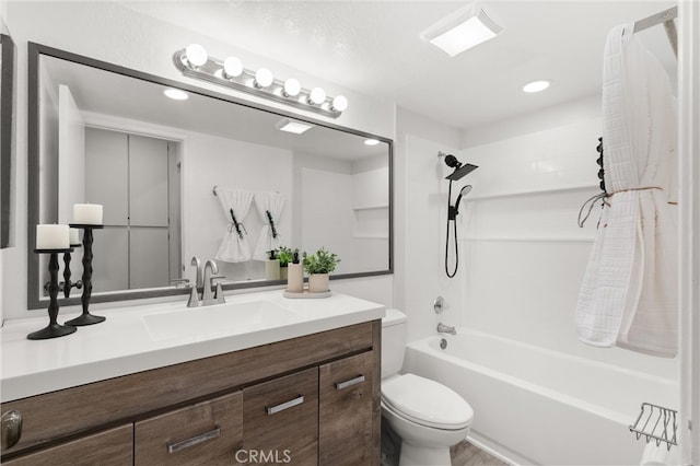 20702 El Toro Rd Unit 300, Lake Forest, CA 92630 - full bath with toilet,  shower combination, vanity, and recessed lighting