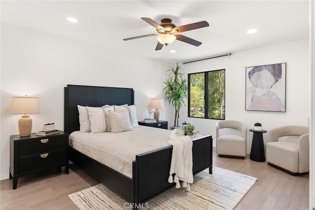 20702 El Toro Rd Unit 300, Lake Forest, CA 92630 - bedroom with light wood-type flooring, recessed lighting, and a ceiling fan