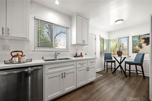196 Coral View St, Monterey Park, CA 91755 - kitchen with dishwasher, a sink, light countertops, white cabinets, and recessed lighting