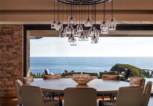 2526 Riviera Dr, Laguna Beach, CA 92651 - dining space with a chandelier and a water view