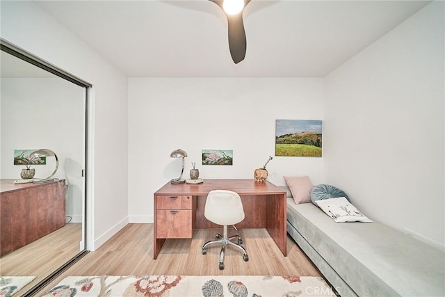 3004 Via Buena Vis Unit C, Laguna Woods, CA 92637 - office space featuring light wood-type flooring, a ceiling fan, and baseboards