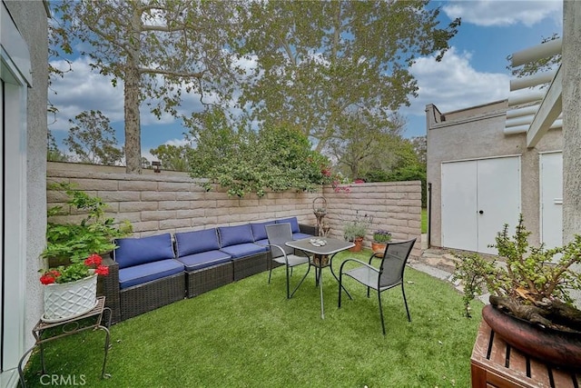 3004 Via Buena Vis Unit C, Laguna Woods, CA 92637 - view of yard featuring outdoor lounge area and a patio