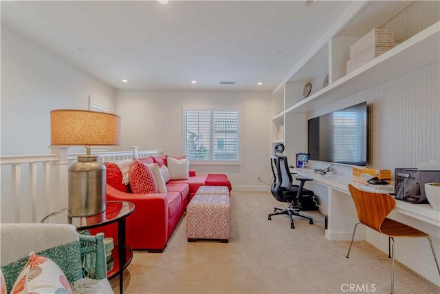 office space featuring carpet and recessed lighting