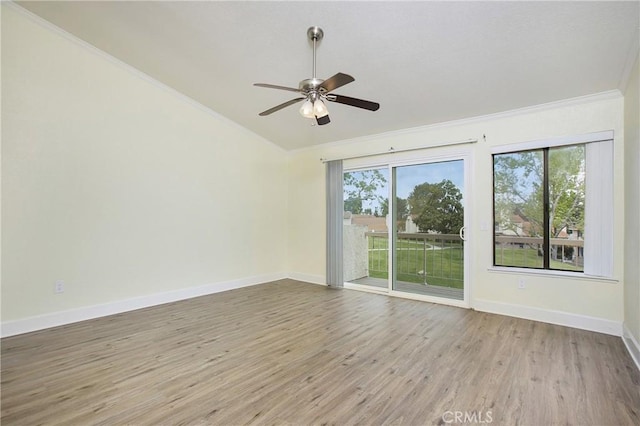611 Colonial Cir, Fullerton, CA 92835 - spare room featuring ornamental molding, plenty of natural light, wood finished floors, baseboards, and ceiling fan