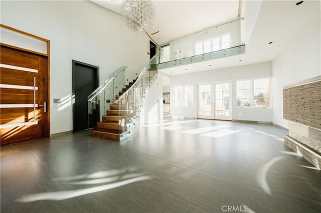 1873 S Los Robles Ave, San Marino, CA 91108 - unfurnished living room with a high ceiling and stairway