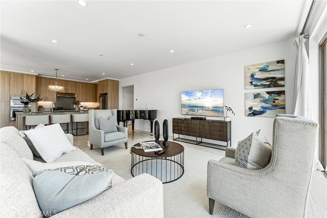living area featuring recessed lighting