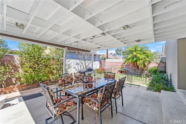 4702 Castana Ave, Lakewood, CA 90712 - view of patio / terrace featuring outdoor dining space and a fenced backyard