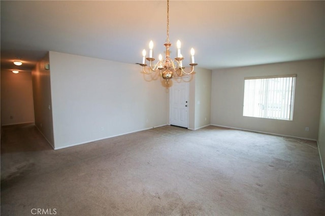 1680 Elmbridge Ln, Hemet, CA 92545 - carpeted spare room featuring a chandelier and baseboards