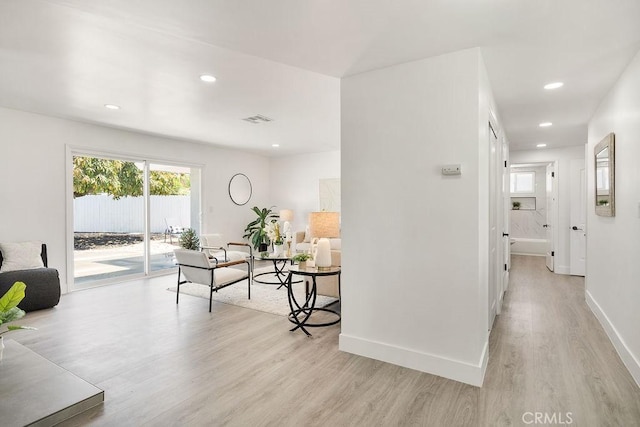 18211 Fairhaven Ave, North Tustin, CA 92705 - corridor with light wood-style floors, recessed lighting, and baseboards
