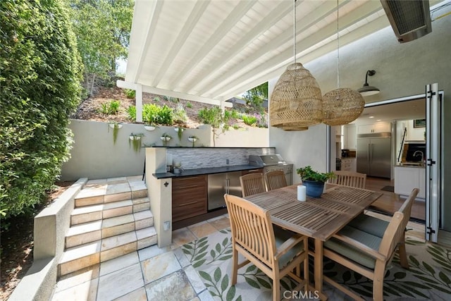 863 Greystone Pl, San Luis Obispo, CA 93401 - view of patio / terrace featuring an outdoor kitchen, outdoor dining space, and area for grilling