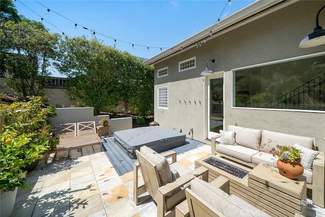 863 Greystone Pl, San Luis Obispo, CA 93401 - view of patio / terrace featuring an outdoor living space with a fire pit, fence, and a deck