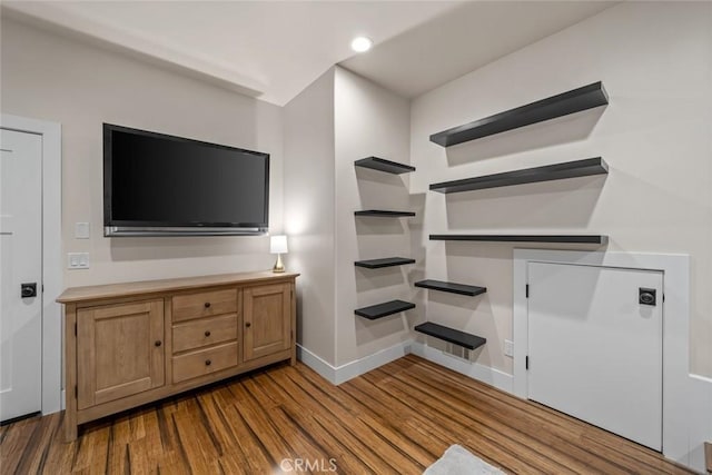 863 Greystone Pl, San Luis Obispo, CA 93401 - unfurnished living room with wood finished floors, baseboards, and recessed lighting