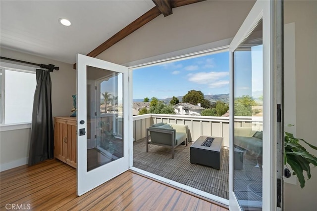 863 Greystone Pl, San Luis Obispo, CA 93401 - doorway featuring wood finished floors, healthy amount of natural light, recessed lighting, and a mountain view