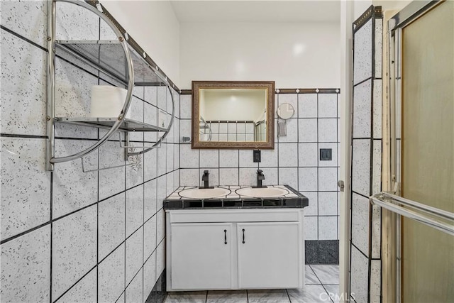 10117 Sharp Ave, Arleta, CA 91331 - full bathroom featuring tile walls and double vanity