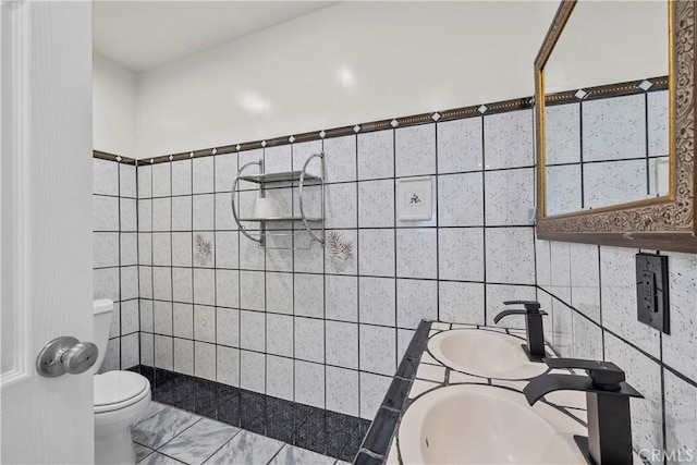 10117 Sharp Ave, Arleta, CA 91331 - full bathroom with toilet, tile walls, and double vanity